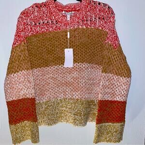 NWT Derek Lam 10 Crosby Striped Color Block Crew Neck  Modale Sweater Sz…